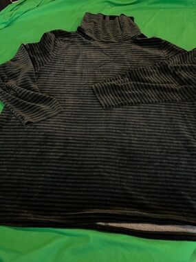 Talbots Men's Black & Gray Striped Turtleneck Sweater